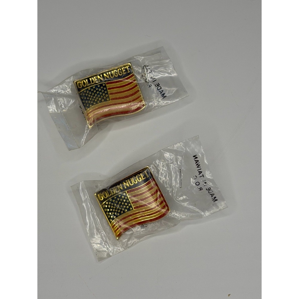 Golden Nugget Casino American Flag Pin Set of 2